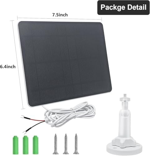 Solar Panel Charger Compatible with Ring Video Doorbell 3/3+/4, Battery Video Doorbell Plus, 13ft Waterproof Charging Cable, 360°Adjustable Mount,5W 5V, 7.5 * 6.4"