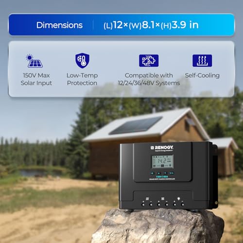 Renogy 60A MPPT Solar Charge Controller 12V/24V/36V/48V Auto, 150V Maximum Solar Input, Compatible with Lithium AGM Gel Batteries, for Home RV Marine Workshop, Rover Lite 60A