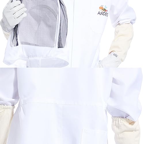 Bee Suit for Men Women Sting Proof, Polycotton Beekeeping Suit Beekeeper Costume&with Glove &Ventilated Hood, Bee Outfit for Backyard and beekeeping supplies (XL)