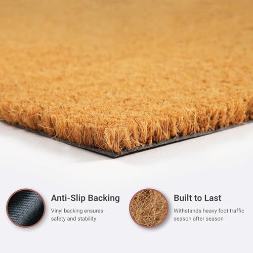 THEODORE MAGNUS Door Mat – Coir Doormat for Outdoor Entrance, Durable Welcome Mat with Non-Slip Backing, Perfect for Front Door and Entryway - Outdoor/Indoor - Warm Greeting - 17" x 30"