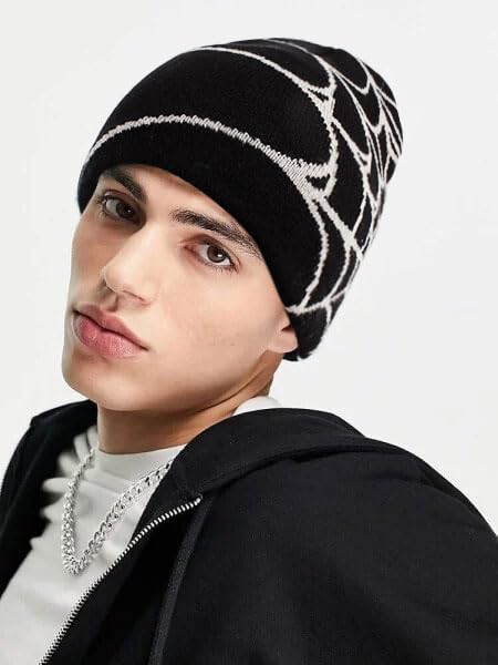 Geyanuo Y2k Spiderman Beanie Knitted Spider Web Hat Women Mens Beanie Winter Warm Y2k Hats