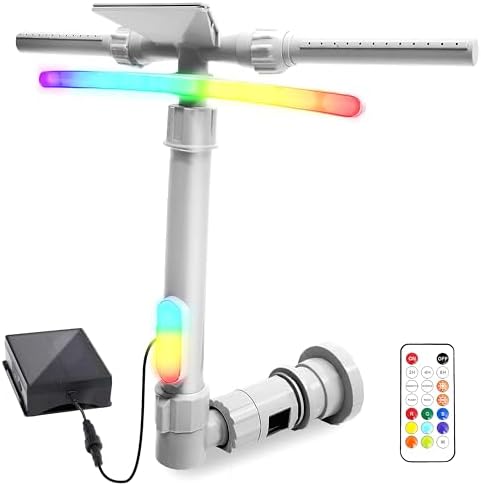 Pool Fountain with Lights for Above and Inground Pools, Triple Spray Solar Power Pool Waterfall Sprinkler Chiller Aerator, Water Fountain Swimming Pool Accessories with 9-Color Lights and 4 Modes