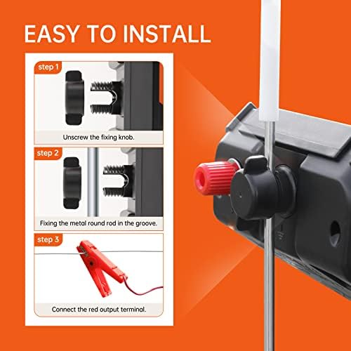 S65 0.065J Solar Electric Fence, 2 Miles Solar Fence Charger for Preventing Bears, Raccoons, Skunks Intruding, Solar Electric Fence Charger with Grounding Rod