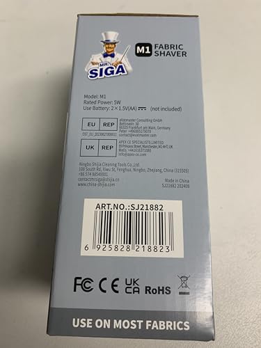 MR.SIGA Fabric Shaver and Lint Remover, Battery Operated Portable Lint Shaver with LED Lights, 2 Replaceable 6-Leaf Blades, Cream/Gray