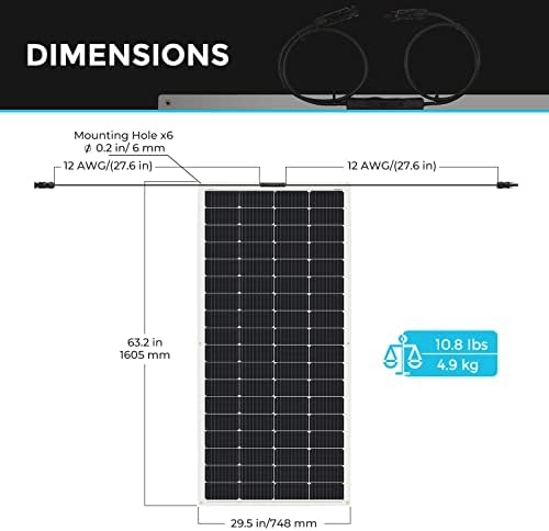 Renogy Solar Panel 200W 12V Lightweight Monocrystalline Ultra-Flexible Bendable Mono Off-Grid Charger for Marine RV Cabin Van Car Boat Curve Surfaces