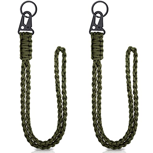 Frienda 2 Set Heavy Duty Paracord Lanyard Necklace Whistles Strap Braided 550 Keychain Lanyard for Outdoor Activities (Dark Camouflage)