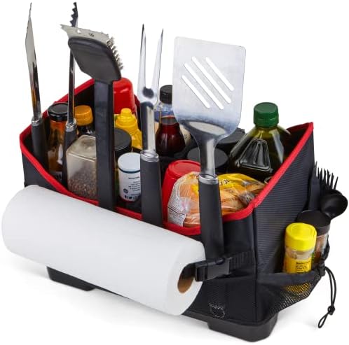 Grillman Large Griddle/Grill Caddy - Blackstone Caddy Organizer with Dividers & Mesh Pockets - Grilling Accessories for Outdoor, Grilling Gifts for Men, Father's Day Grill Gifts - 10.6x1.6x9.9