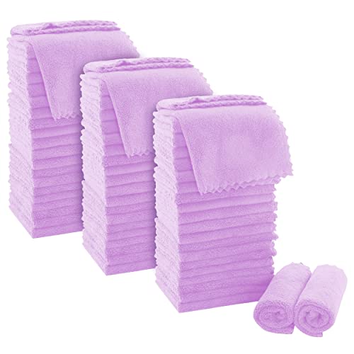 MOONQUEEN Ultra Soft Premium Washcloths Set - 12 x 12 inches - 72 Pack - Quick Drying - Highly Absorbent Coral Velvet Bathroom Wash Clothes (Purple)