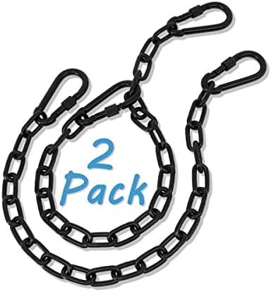 2 Pack 25in Hanging Swing Chain with 4 Carabiners, 440LB Capacity Hanging Kits Heavy Duty Hanging Chair Hardware for Hammock Swing Hanging Chair Punching Bags Sandbag Indoor Outdoor Yoga Gym (Black)