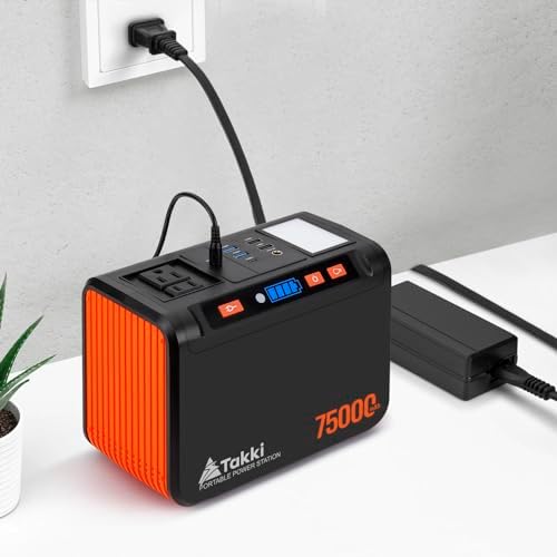 Takki Portable Power Station 277Wh, Camping Backup Lithium Battery, 110V/250W Pure Sine Wave AC Outlet, Solar Generator for CPAP Home Use Backup Emergency Camping
