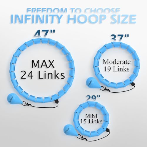 JLoibao Weighted Hula Circle with 24 Links for Adults Weight Loss, Infinity Fitness Hoop Plus Size, for Women Smart Exercise Equipment