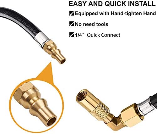 Eazy2hD 7FT RV Quick Connect Propane Hose with Propane Elbow Adapter Fitting RV Quick-Connect Kit, Low Pressure Propane Extension Hose for Blackstone 17"/22" Griddle