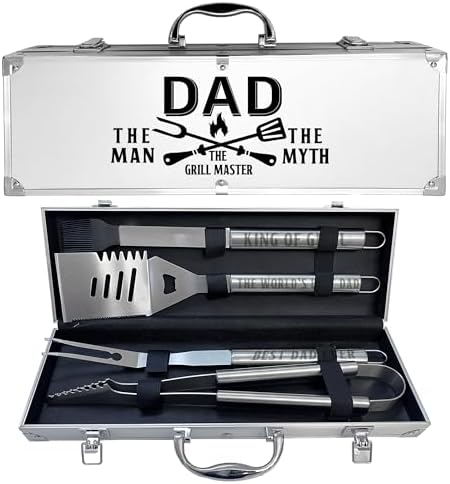Dad Gifts, Fathers Day Dad Gifts from Daughter Son Heavy Duty Grilling Accessories Kit for Backyard BBQ, Dad Birthday Gift Thick Stainless Steel Grill Utensils with Non-Slip Handle Tool Grill Present