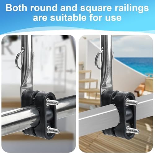 2 Pcs Adjustable Boat Flag Pole Universal, 12”x18” Stainless Steel Clamp on Boat Flag Pole Kits Rail Mount Without Drilling (Without Flag)