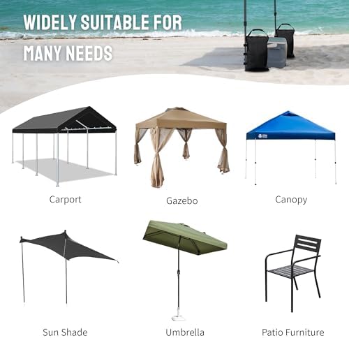 CROWN SHADES Sand Bags for Canopy Legs (112 LBS) Sandbags for Weight, Canopy Weights, Pop Up Tent Weights Bags, Black (Unfilled)