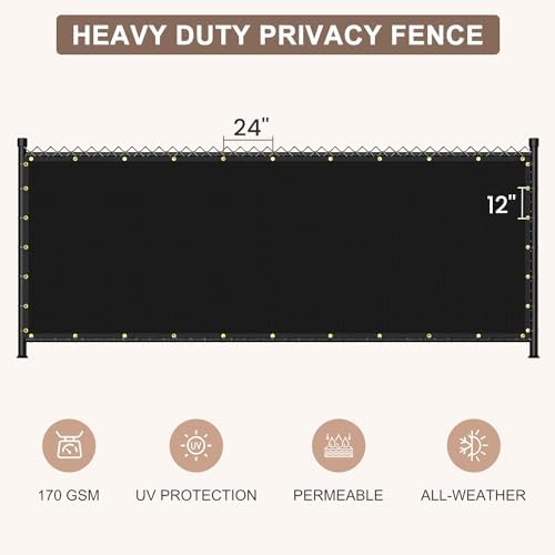 6X50FT Privacy Screen Fence, Heavy Duty Fencing Shade Cover, 170GSM 90% Blockage Mesh Shade Net for Wall Garden Yard Backyard (6 ft X 50 ft, Black)
