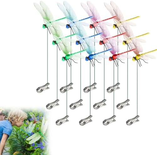Outdoor Fake Dragonfly Rod Clip,Dragonfly Hat Clip,Dragonfly Clip Bug Repellent,Clip on Dragonfly for Hat,Dragonfly Hat Clip Bug Repellent,Dragonfly Clip-on,Outdoor Garden Decor(12pcs)