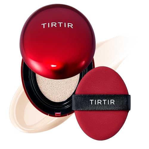 TIRTIR Mask Fit Red Cushion Foundation | Full coverage, Weightless, Skin fit, Satin Glow Finish, Korean Makeup Cushion Foundation (#27N Camel, 0.63 Fl Oz)