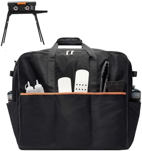 NOELIFE Upgraded Carry Bag for Blackstone 22 inch Griddle & 17 inch Grill with Hood on Stand, Reinforced Hardware & Rip-Proof Heavy Duty Fabric, Outdoor Tabletop Grill Carrying Case, Black (Bag Only)
