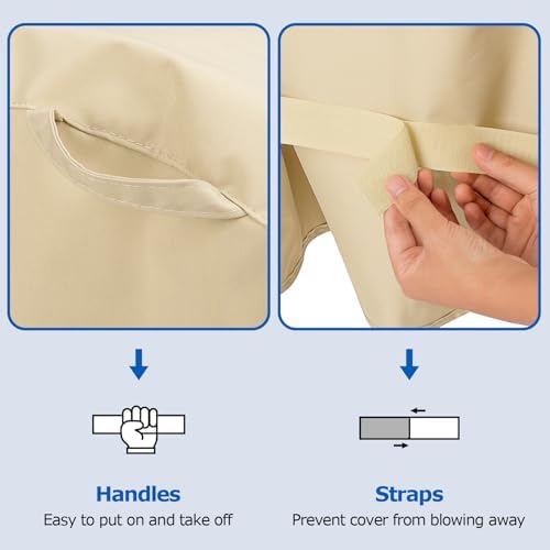 SunPatio 2 Burner Grill Cover 32 Inch, Outdoor Heavy Duty Waterproof Small Gas BBQ Cover, UV & Fade Resistant, Compatible for Weber CharBroil Nexgrill and More Grills with Collapsed Side Tables, Beige