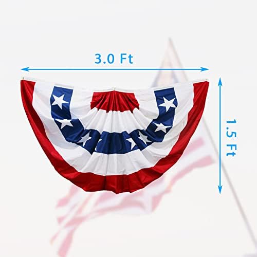 HOOSUN 4th Of July Decorations,American Flag Bunting for Outside,USA Pleated Fan Flag 1.5x3 FT,American Flags Bunting for Fourth Of July Patriotic Decorations,Red White And Blue Banner Decor,6 Pack