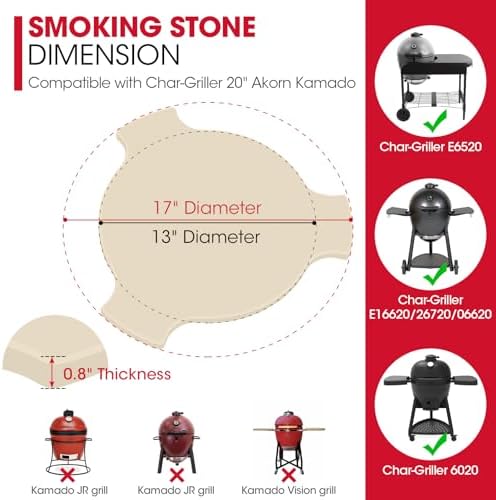 Unicook Smoking Stone for Akorn Kamado, Large Big Green Egg, Heavy Duty Cordierite Heat Deflector Stone 17 Inch, Charcoal Grill and Smoker Heat Diffuser Plate, Compare to Char-Griller 6201