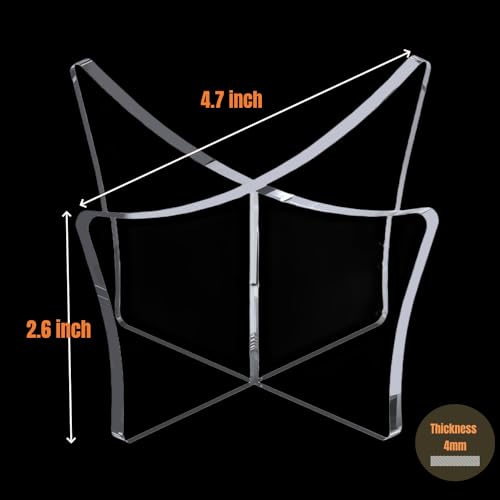HEMYLU Acrylic Large Ball Stand Holder 4.7x2.6 Inch, 2-Pack Display Stand for Football Basketball Soccer, Clear Volleyball Rugby Case Rack