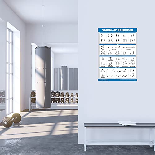 Palace Learning 4 Pack - Dumbbell Workouts + Bodyweight Exercises + Resistance Bands Workouts + Warm Up Exercises - Set of 4 Workout Charts (LAMINATED, 18” x 24”)