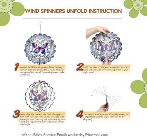 Wind Spinners Outdoor Butterfly Decorations - Birthday Gifts for Women Mom Grandma, Butterflies Hanging Wind Spinner 12 inch 3D Wind Sculptures for Garden Decor for Outside, Patio, Yard, Outdoor