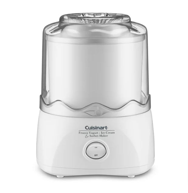 Cuisinart Ice Cream Maker Machine, 1.5 Quart Sorbet, Frozen Yogurt Maker, Double Insulated, White, ICE-21WM1