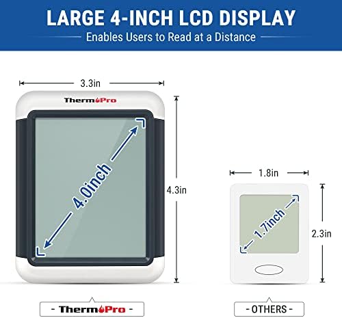 ThermoPro TP55 Digital Indoor Hygrometer Thermometer, 4-Inch Temperature / Humidity Monitor with Touchscreen and Backlit, Indoor Room Thermometer / Humidity Meter for House Home Greenhouse