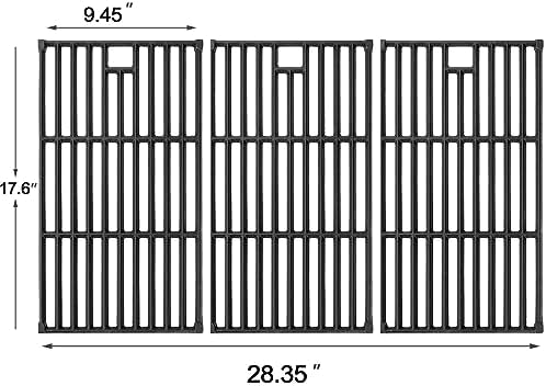 Hisencn Cooking Grates for Monument Grills 24367 35633 17842, Cast Iron Grates for Dyna Glo DGE530SSP DGE530SSP-D BGE530PSP DGF530SRP DGE530SSP-1, Replacement Parts for Monument Grills, 3 Pack