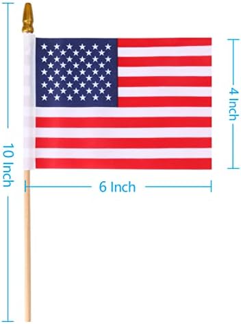 Small American Flags on Stick, 50 Pcs Fourth of July Decorations Outdoor 4''x6'' USA Flag, 4th of July Flags American Flag Small With Wooden Stick,Mini Flags for Outside Patriotic Decor for Yard Patio