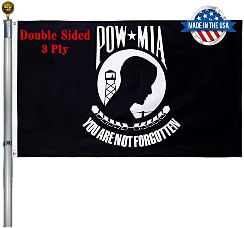 Pow Mia Flag 3x5 Outdoor Double Sided-US Mia Pow Military Flags-Heavy Duty 3 Ply Vivid Colors Double Stitched with Brass Grommets for Outdoor Indoor Truck