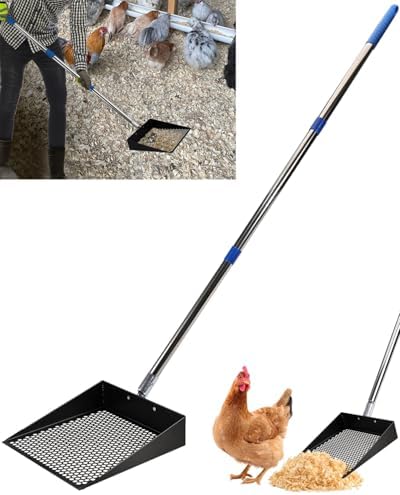 Large Chicken Poop Scooper, Chicken Coop Accessories,Metal Litter Scooper For Chicken,Chicken Coop Cleaning Tools,Heavy Duty Poop Shovel For Chicken Coop Accessories,Chicken Coop Must Haves (Black)