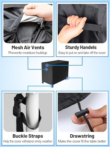 PAMASE Outdoor Dining Cart Cover - 41"L*24"W*32"H Grill Covers for Royal Gourmet Worktable PC3401B PC3401S Food Prep Table, Heavy Duty Waterproof BBQ Serving Worktable Metal Movable Station