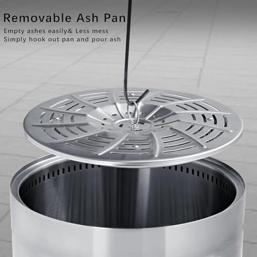 15 inch Stainless Steel Smokeless Fire Pit, Outdoor Smokeless Firepit, Wood Burning Fire Pits for Camping, Bonfire, Low Smoke Firepit for Outside (Oblique Hole)