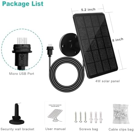 Solar Panel for Blink Camera, 4W Solar Panel Compatible with Blink Outdoor 3 (3rd Gen), XT XT2 Camera, Solar Charger for Camera Outdoor with Adjustable Mount, 13.12ft Charge Cable, IP65 Waterproof