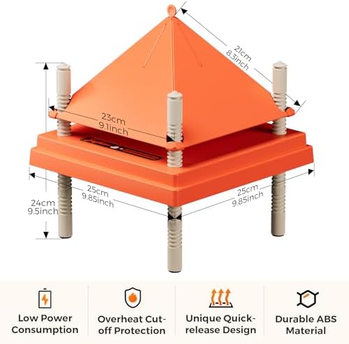 Chick Brooder Heating Plate with Anti Stand Cone 10 x 10 Brooder Heater for Chicks with Adjustable Heights