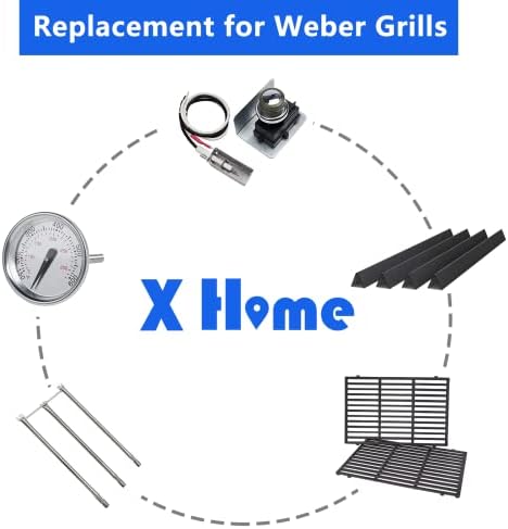 X Home 22.5-Inch Heavier Flavorizer Bars Replacement with Side-Mounted Control, for Weber Genesis Silver/Gold B & C, Spirit E-310, Spirit 300 Series Grill Parts, Porcelain-enameled, 5-Pack