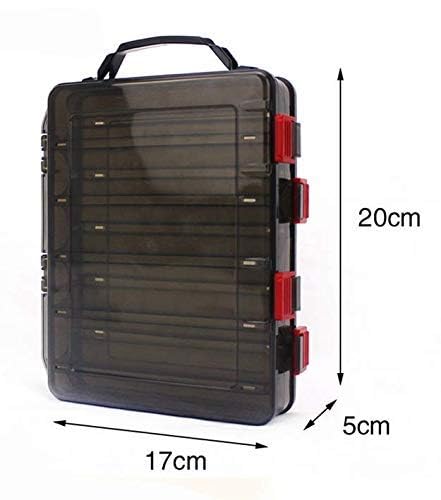 Double-Sided Fishing Lure Hook Tackle Box Visible Hard Plastic Clear Fishing Lure Bait Squid Jig Minnows Hooks Accessory Storage Case Container (Brown-10 Slots)