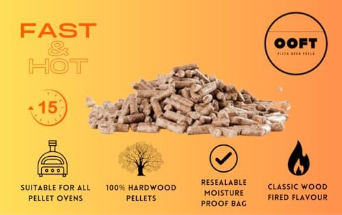 OOFT 100% Hardwood Pizza Oven Pellets - Moisture Proof Resealable Bag - High Heat Output - Suitable for Ooni, Dellonda, Nero, Fresh Grills, Ninja Woodfire and Other Pellet Ovens and Grills - 10lb Bag