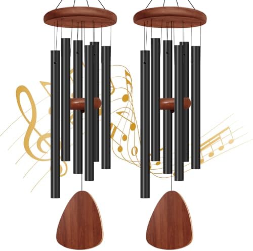 2 Pack Wind Chimes for Outside, Memorial Wind Chimes with 6 Aluminum Tubes, Sympathy Wind Chime Outdoor Gift Decoration for Garden Patio Yard