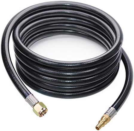 DOZYANT 12 FT RV Propane Quick Connect Hose for RV to Grill, BBQ Quick Release LP Gas Line for Camp Chef Stove, Pit Boss Burner - 3/8 Female Flare Fitting x 1/4 Full Flow Male Plug