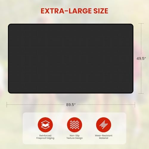 89.5 x 49.5 Inch Large Under Grill Mats for Outdoor Grill, Double-Sided Fireproof Oil-Proof BBQ Mat, Protector Mat for Deck, Patio and Lawn