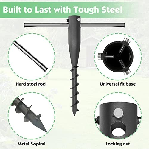 DEROFIT Portable Umbrella Base: Heavy Duty Sand Anchor for Umbrella, Flag, Christmas Tree, Fishing Rod - For Patio, Beach and Outdoor Use