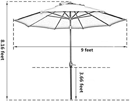 Sunnyglade 9' Patio Umbrella Outdoor Table Umbrella with 8 Sturdy Ribs (Tan)