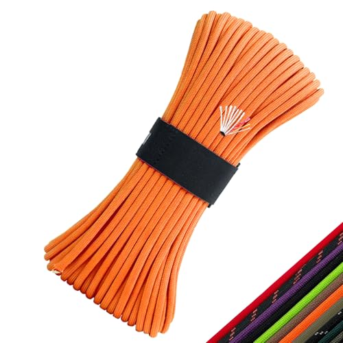 Paracord 4-in-1 Survival Paracord Fire Cord 550 Paracord 10 Strand Survival Ropes 5/32" Diameter Parachute Cord U.S. Military Type III with Integrated Fishing Line, Fire-Starter Tinder