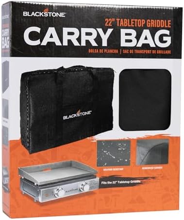 Blackstone 1723 22” Tabletop Griddle Carry Bag, Heavy Duty, Weather Resistant, Griddle Cover, Black. Fits Griddles WITHOUT Hoods or Hard Covers.