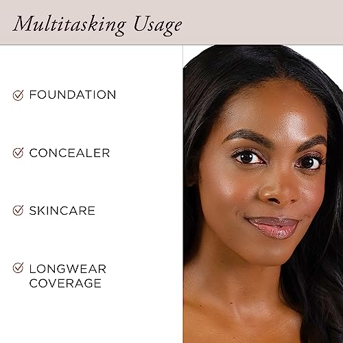 PÜR MINERALS 4-in-1 Love Your Selfie Longwear Foundation & Concealer, Full Coverage Liquid Foundation, Hydrating Formula, Cruelty Free